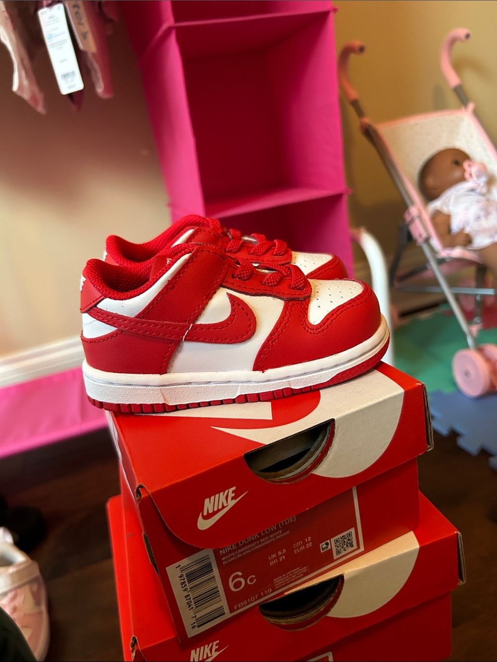 Nike Kids Red and White Low-Top Sneakers